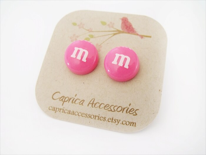  Earrings on Barbie Pink M M Candy Kawaii Earrings By Capricaaccessories