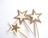 18 Cupcake Toppers, Party Picks, Kraft, Cream Stars - CatchSomeRaes