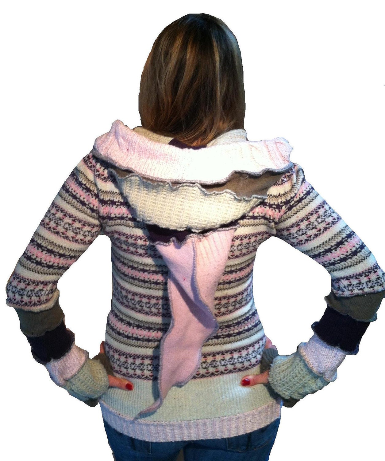 Blizzard elf hoodie upcycled sweater by Hope Floats Upcycled