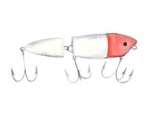 8x10 - fishing lure watercolor giclee print