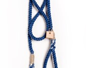 Dog leash dog collar pet accessory dog lead: Small navy cotton rope leash