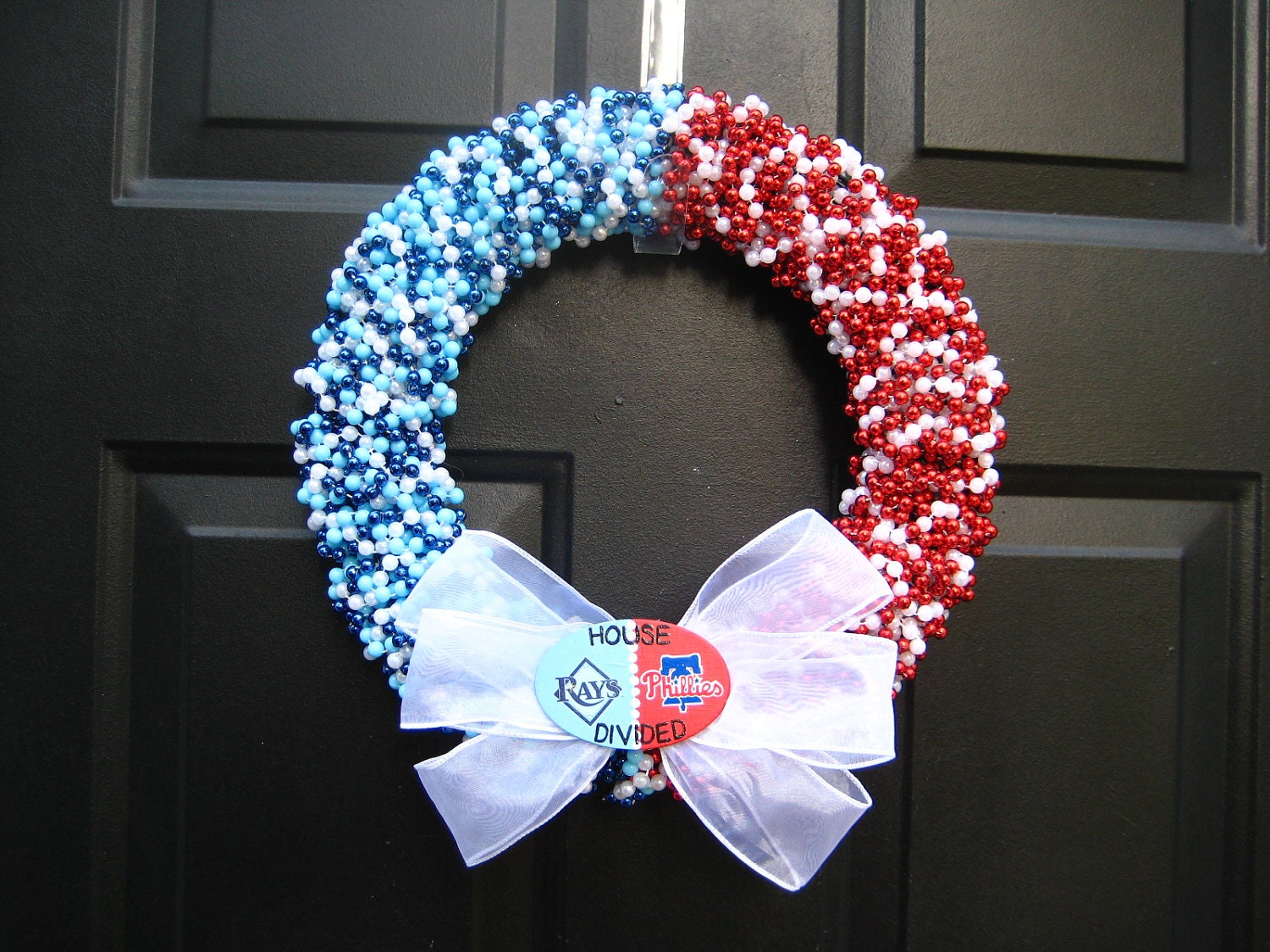 Customizable House Divided Beaded Wreath Any 2 Teams