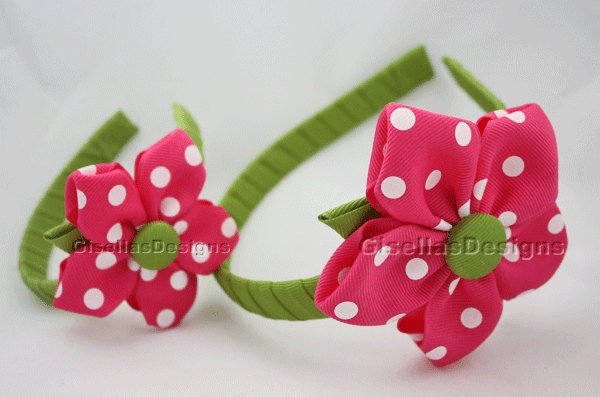 My Doll and Me Flower Headband Set/ Personalized American Girl doll Matching Flower Headband Set/ Customize your own headband Set.