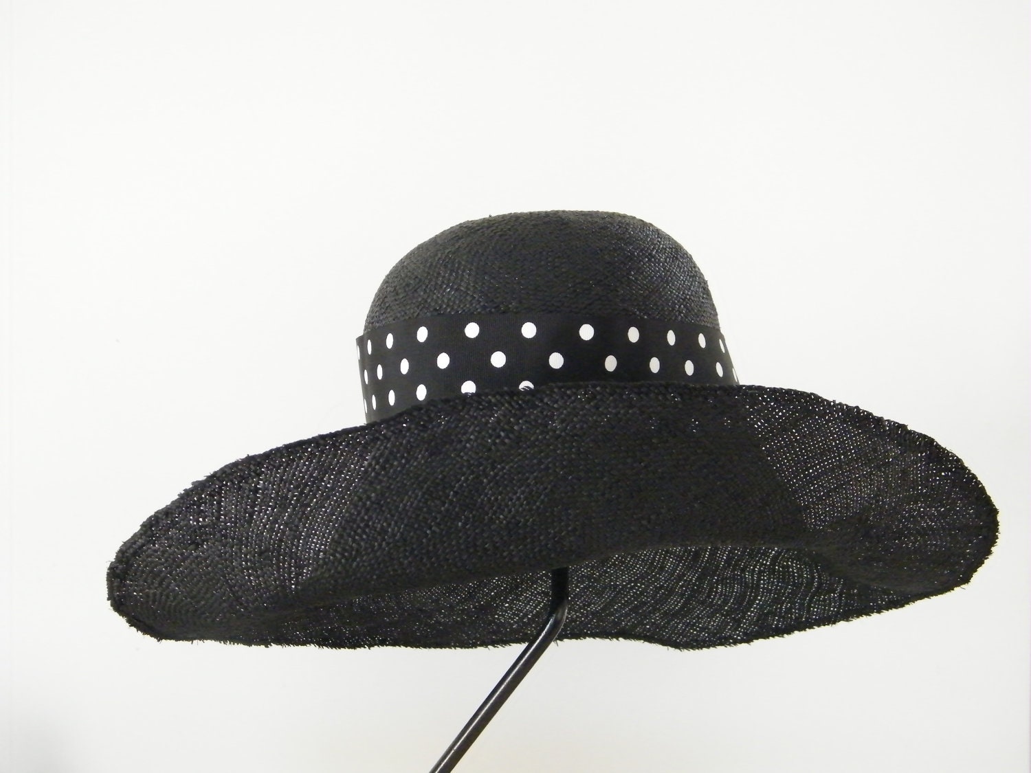 Black wide brim hat for women -  Audrey Hepburn sun hat - Ascot hat - Melbourne Cup - Summer hat - Made in Israel
