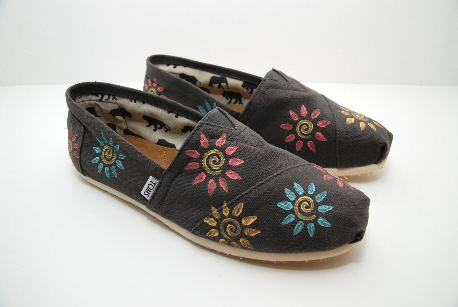 Swirl Flowers Custom TOMS Shoes