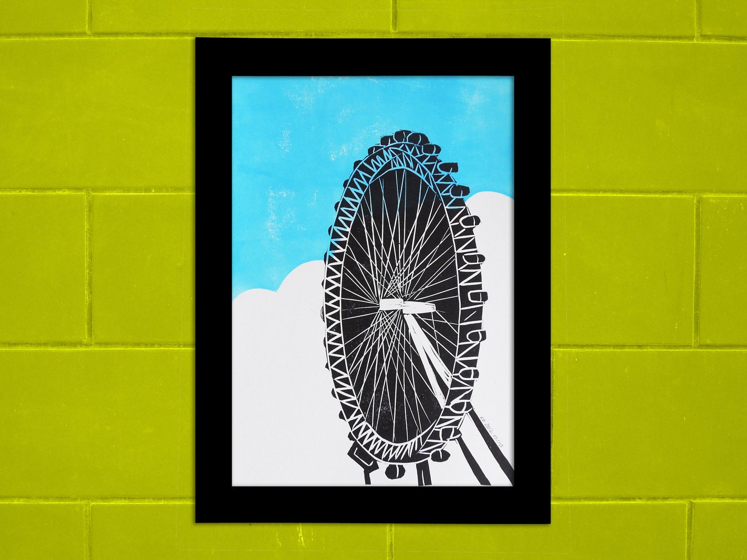 London Eye lino print