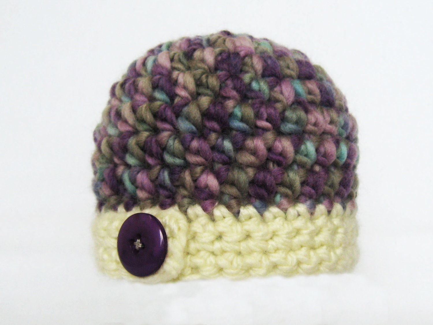 CROCHET PATTERN Bulky Button Flap Beanie (7 sizes included from preemie-adult) Instant Download