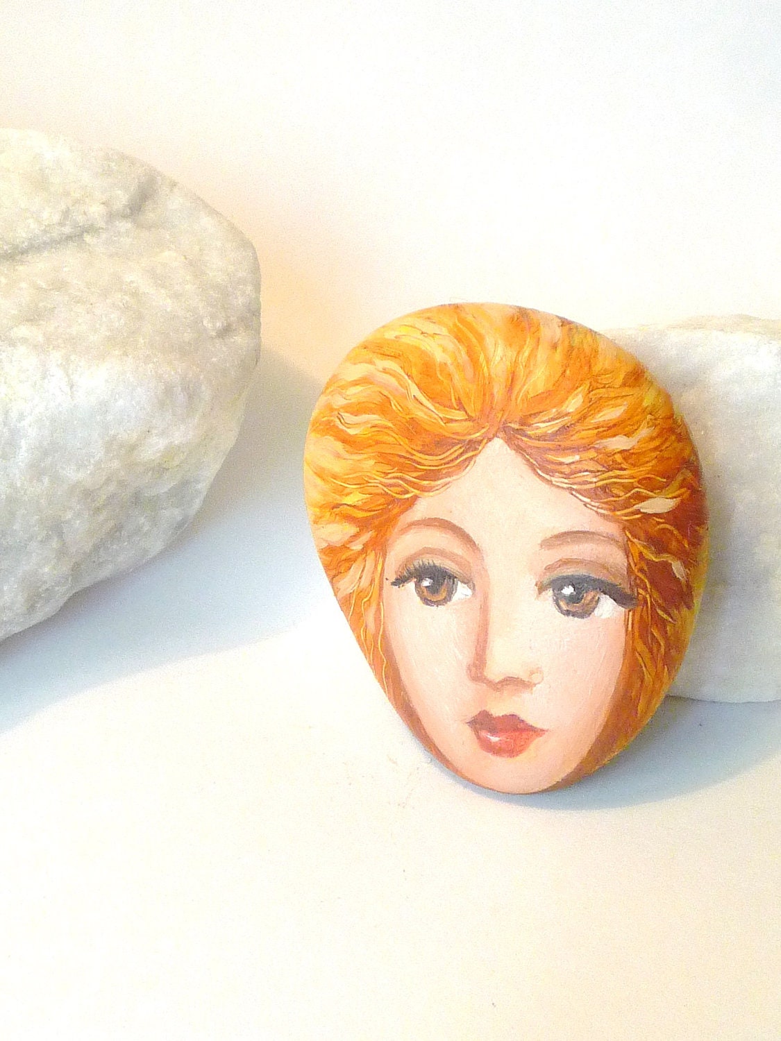 Painted stone. original handmade painting on stone. Beach pebbles art