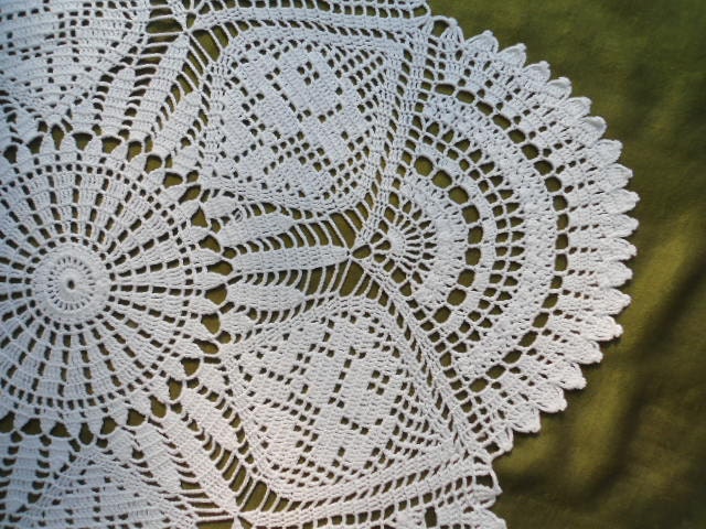 Crochet doily-  25 inches -  Large doily - White lace tablecloths
