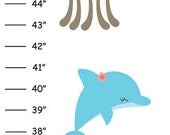 Personalized Pink Sea Life Canvas Growth Chart - Ribbon