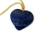 Navy Blue Necklace Lapis Pendant Lapis Necklace Heart Yellow Gold Jewelry Lapis Lazuli Gemstone Jewellery Long Chain Heart Denim N-307
