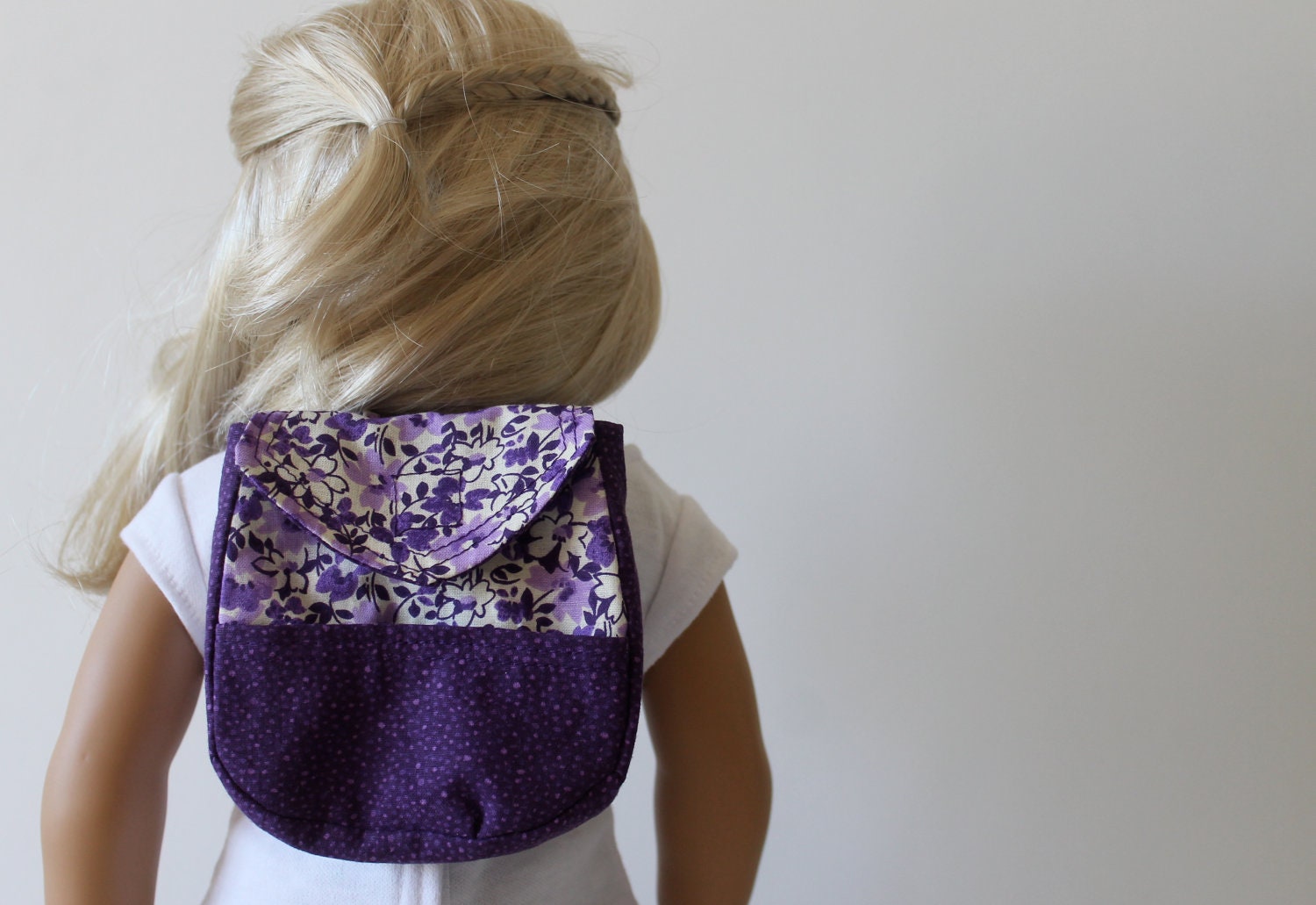 Purple Floral Backpack for American Girl or Other 18 Inch Dolls