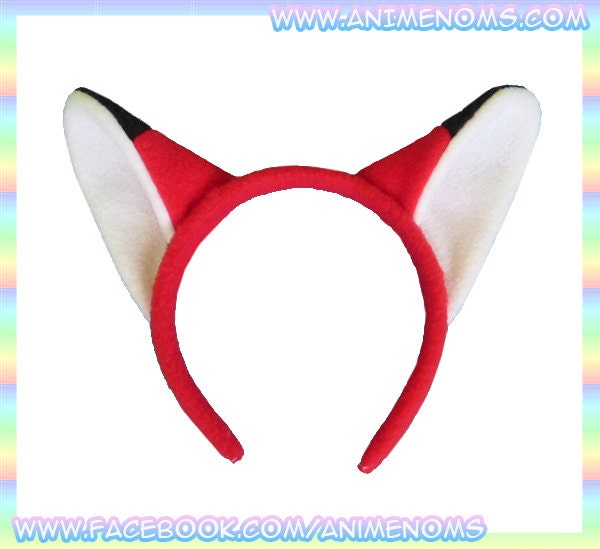 Red Fox Ears Headband - 1/2" Flexible Band AntiPill Fleece Child Teen Adult Geeky Summer Cute Kawaii Anime Cosplay Animal Kitsune