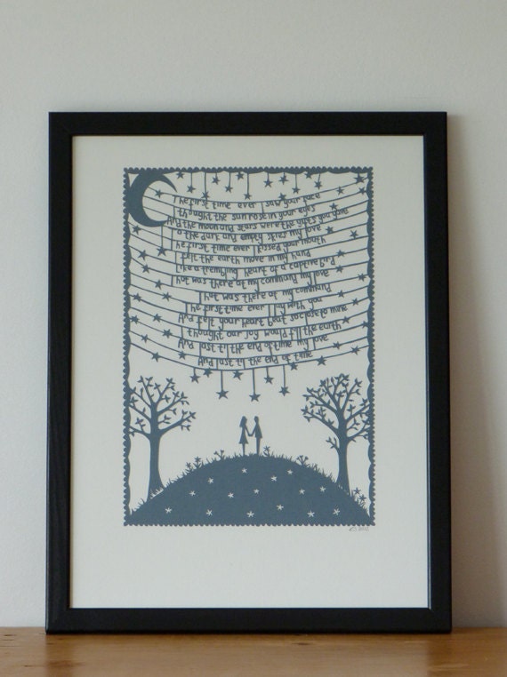 The First Time Ever I saw Your Face -  hand cut paper cut
