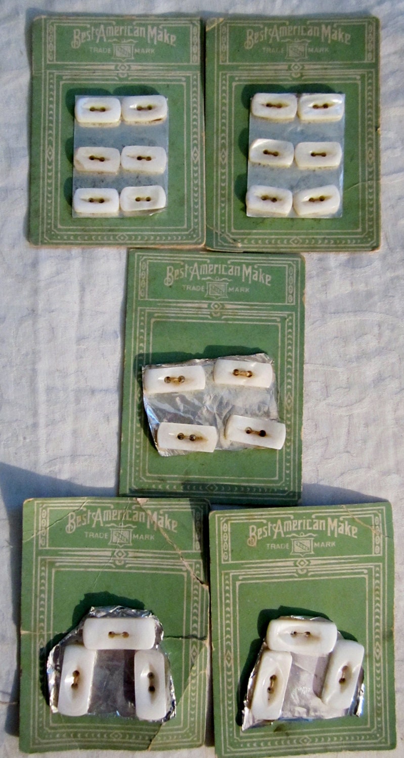 Antique Carved Shell Buttons on Original Cards-Mother of Pearl-Set of 22-3 Sizes