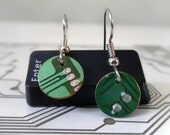 Circuit Board Earrings - Green Dangle - Cyborg Series