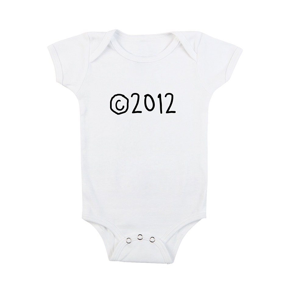 Baby Girl Boy  COPYRIGHT 2012  Onesie Bodysuit White  Infant Toddler (4 COLORS)