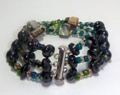 MovableArt Hematite Etsy Bracelet Magnetic Healing Hematite - Shell Bracelet With Rainbow Czeh Beads