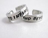 To Infinity and Beyond - Set of TWO Rings- Hand Stamped Aluminum Ring - Customizable with Names