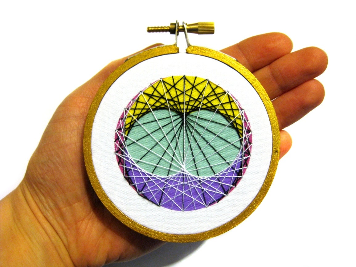 String art embroidery hoop: Double cardoid