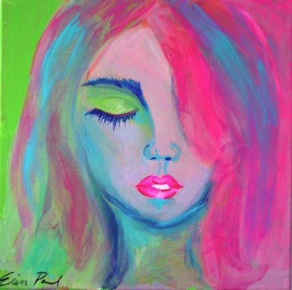 Neon Lady Painting "The Cusp of Renewal" LIMITED EDITION print (ready to hang) by Erin Paul