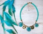 PEACOCKS - Statement Teal Stalactite Necklace by pardes israel
