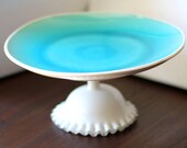 Aqua Blue Cake Stand for Beach Weddings or Summer Weddings / Ceramic Cake Stand Cupcake Stand / Dessert Pedestal / Ocean Beach Themed Decor