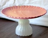 Cake Stand in Pastel Coral Peach or Salmon Pink / Cake Plate Pedestal for Beach Weddings or Summer Weddings / Cupcake Stand