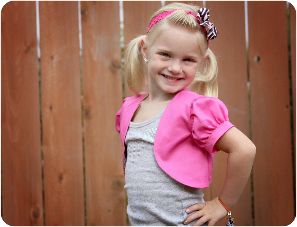 Little Missy Bolero for Girls 12M-8Y  PDF Pattern & Instructions- Puffy Sleeves - Cropped Length- Easy sew