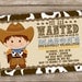 Printable Cowboy Invitation and Cupcake Topper Set