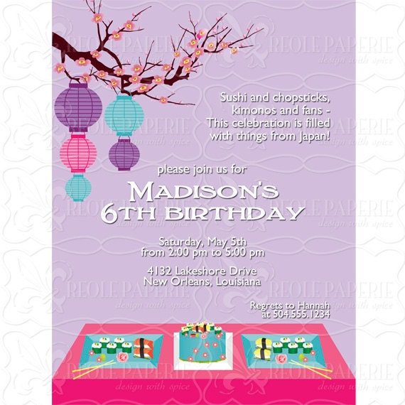 Sushi Birthday Party Invitation