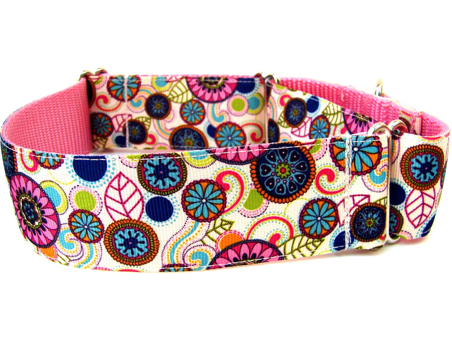 Modern Dog Collar Martingale Collar 1.5" Modern Flowers