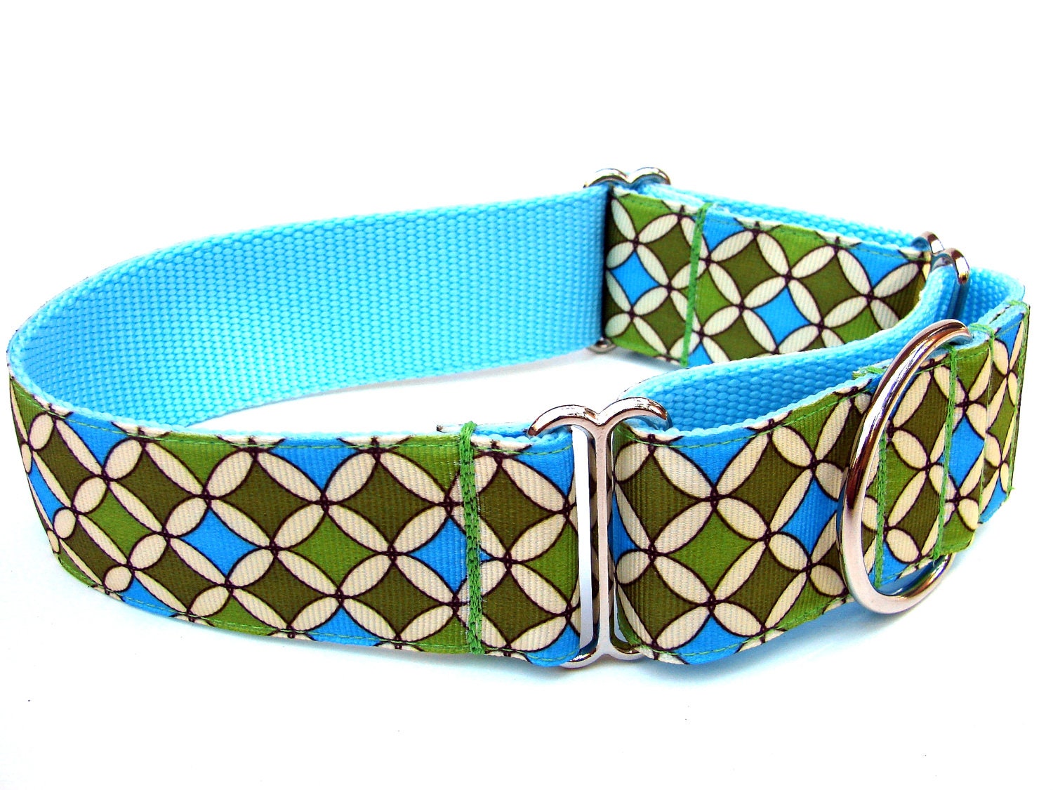 Green and Blue Martingale Collar 1.5" Martingale Dog Collar