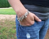 Handmade Crystals and Leaves Bangle