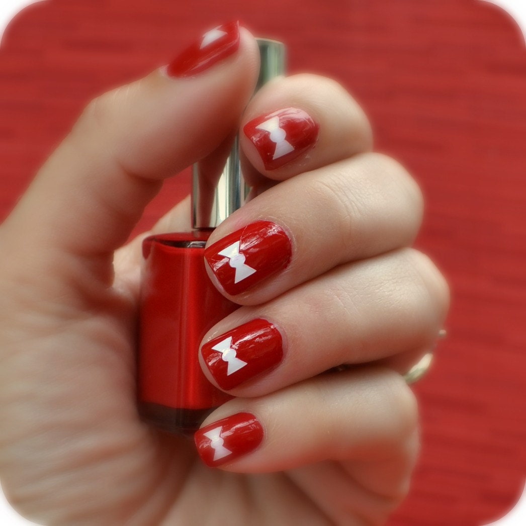 NAILED IT DECALS: 1 Sheet of 24 Bow Tie Nail Decals (You Pick the Color)