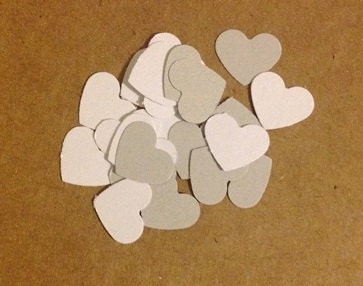 200 White and Gray Hearts Confetti Wedding Decoration Table Decor diy
