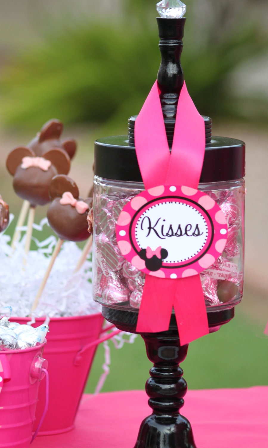 MINNIE Mouse Inspired party printables - Candy Jar Labels Black and Pink Birthday Collection - Krown Kreations