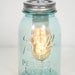 Mason Jar Lamp, Blue Glass- Rustic Lighting, Mason Jar Lighting,Table Lamp, Antique Blue Mason Jar, Edison Bulb