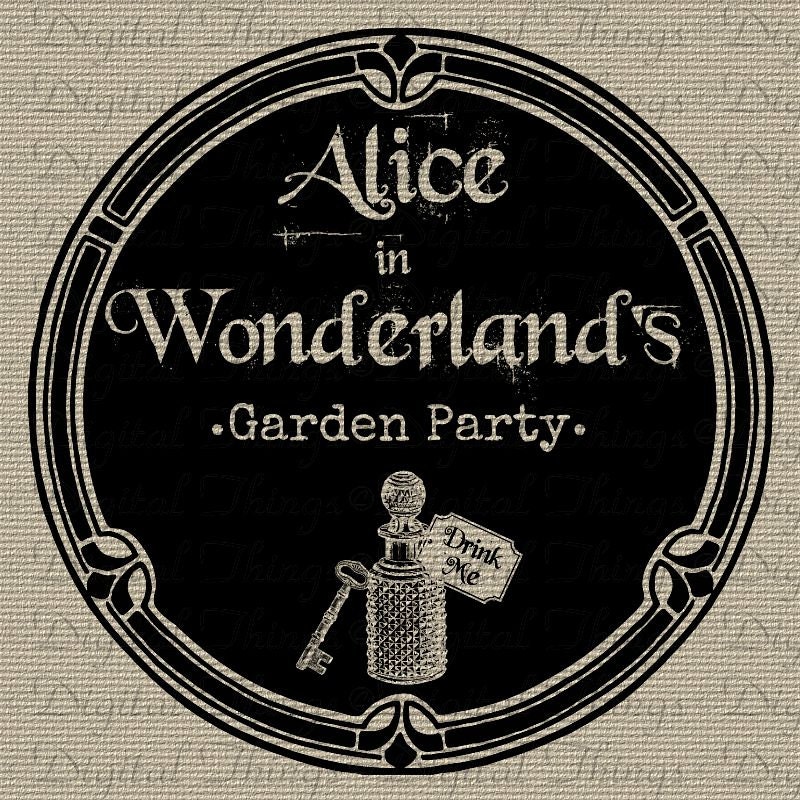 Alice In Wonderland Drink Me Garden Party Tea Party Digital Download for Iron on Transfer Fabric Pillows Tea Towels DT985 - DigitalThings