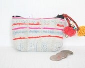Tiny Coin Pouch Bag Purse Hill Tribe Fabric Vintage HMONG Hemp Handmade Thailand (BG290VS.383)
