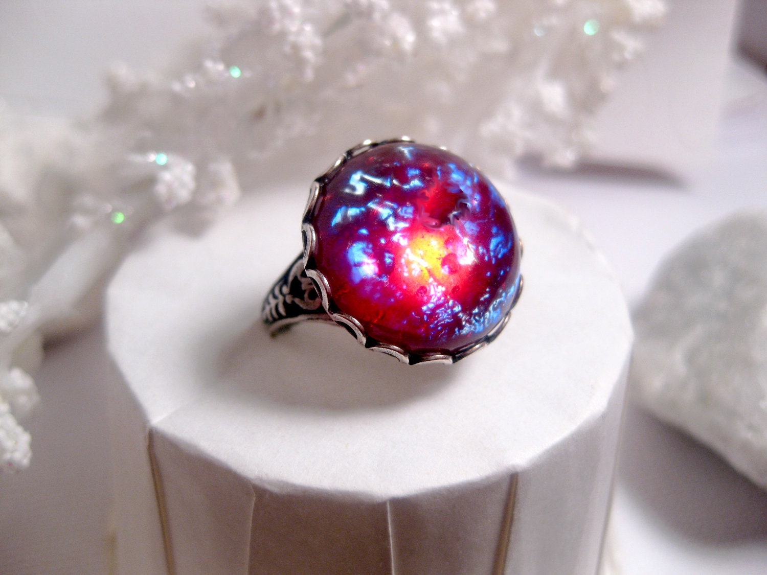 Round Dragon's Breath Opal Ring