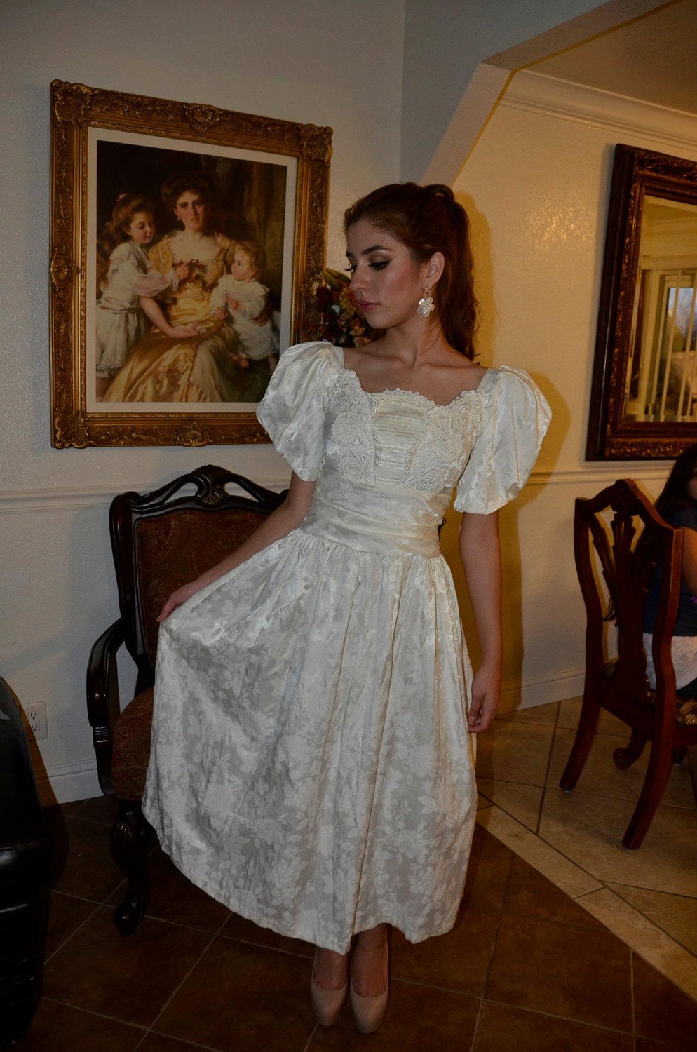 Vintage ivory dress 1980s size 6