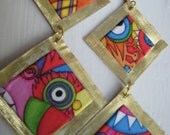 Double Gold Monster Fabric Earrings