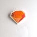 Geometric brooch hand made embroidered orange faux gem