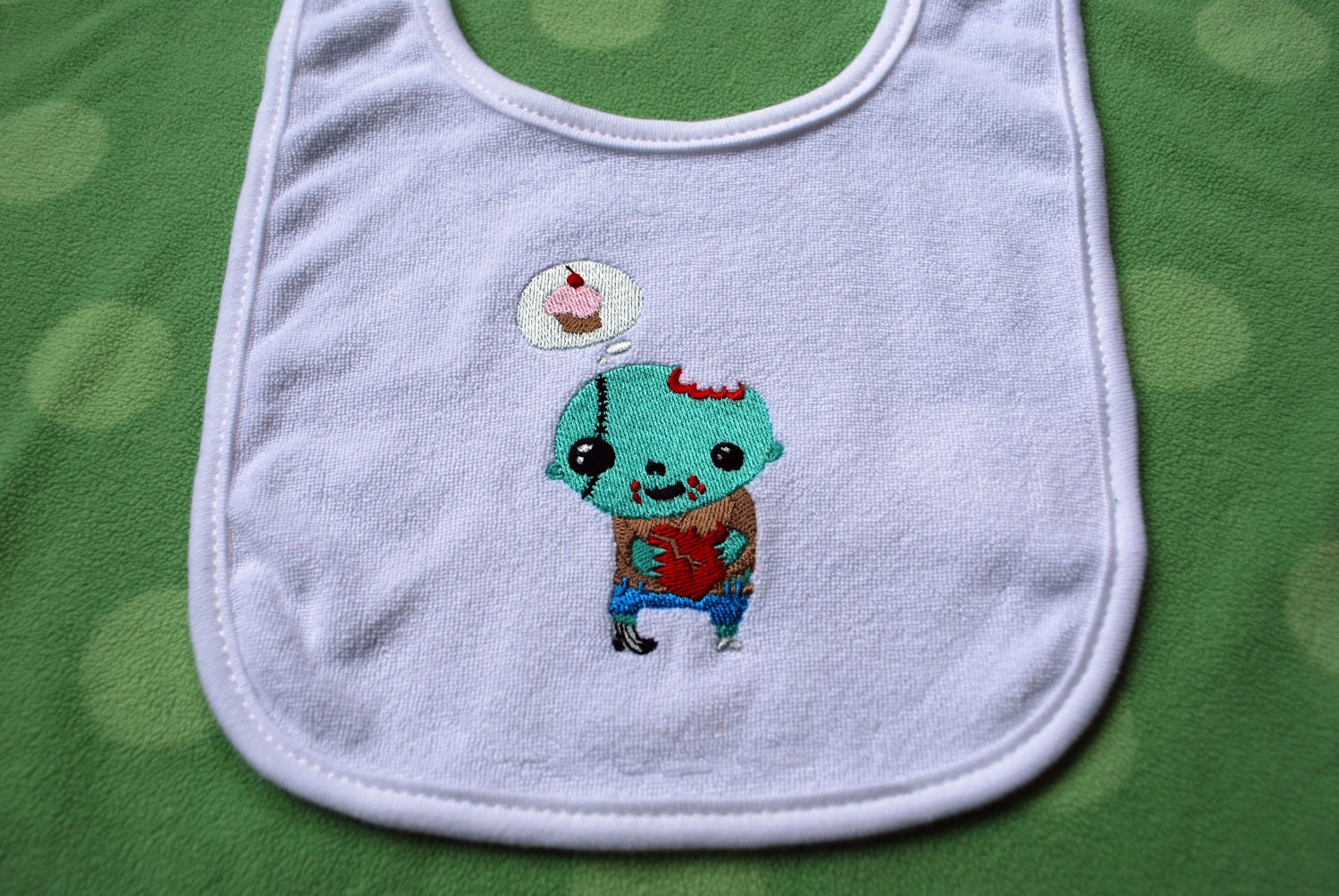 Sweet Zombie baby embroidered bib