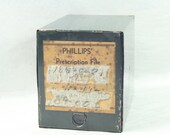 VINTAGE Metal Phillips Prescription File Box, Medical Supplies -- Free Priority Shipping Included -- Collectible