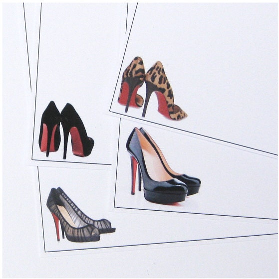 High Heel Shoe Stationary Note Card Set // 12 Postcards, 4 Designs // With Envelopes // Original Designs // Fashion Lover Stationary & Gifts