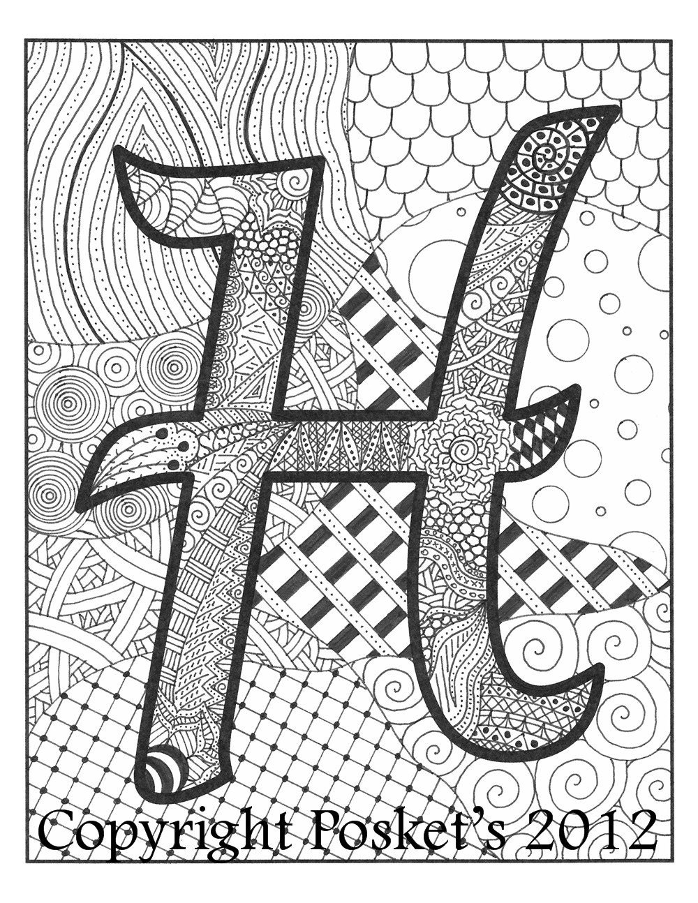 Letter H Monogram / / Art Print / / 8 x 10