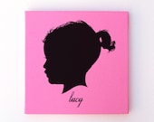 Custom Canvas Silhouette 12x12  hand painted & personalized from your photo ORIGINAL ART