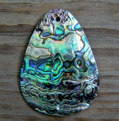 65mm teardrop shaped paua abalone shell pendant